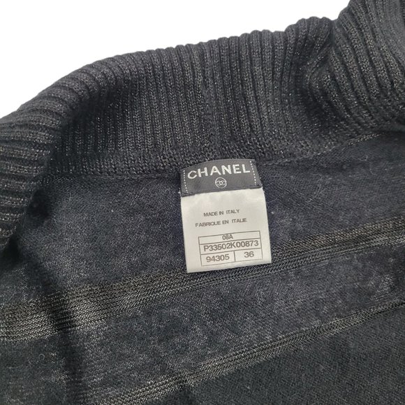 Chanel Black Knit Silk Blend Cardigan - Picture 5 of 6